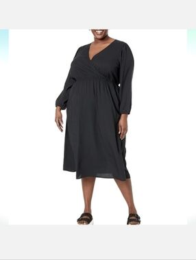 Amazon Essentials Georgette Long Sleeve V Neck Midi Dress